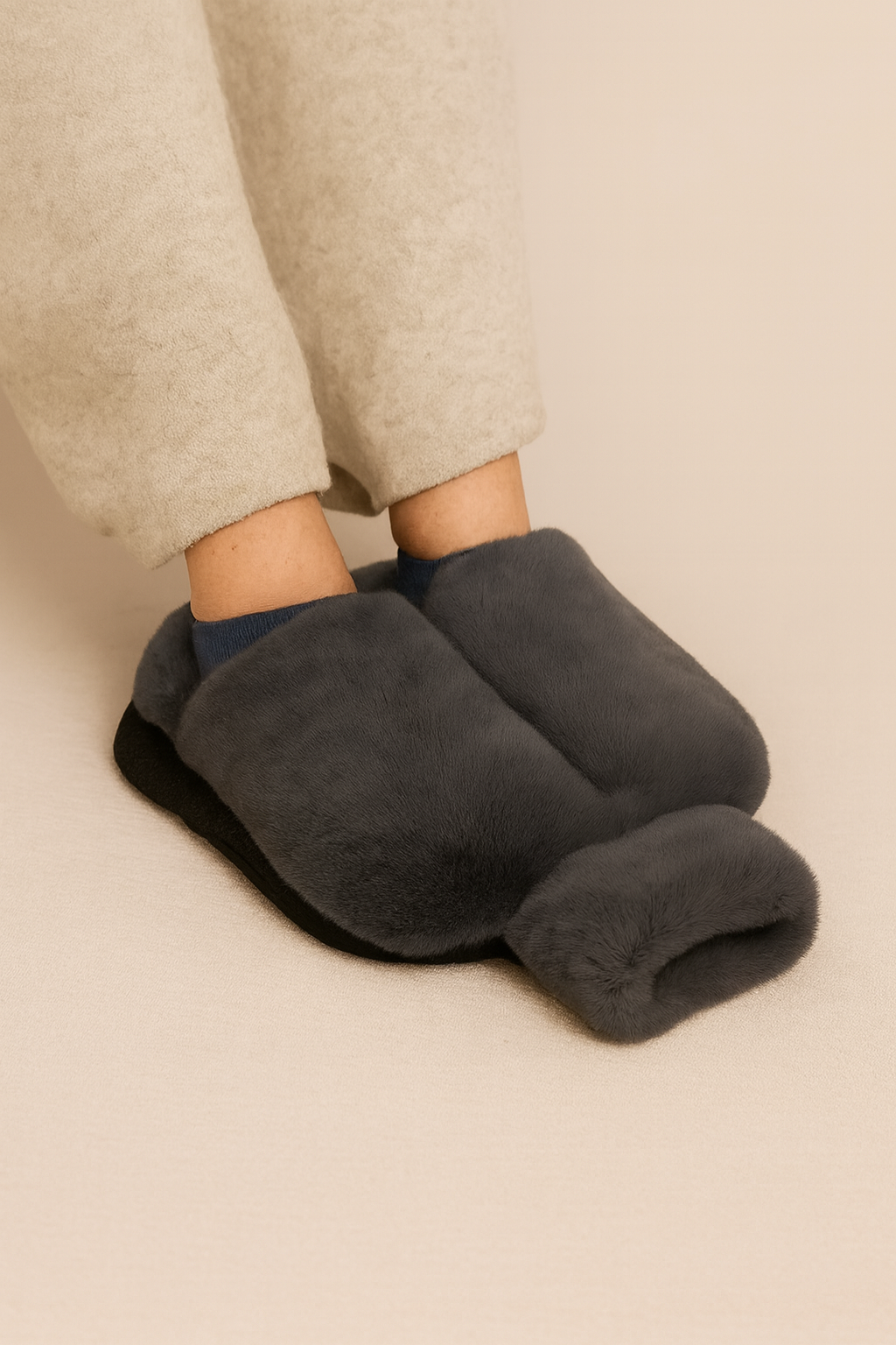 Senior Foot Warmer – Grey | Extra Soft Hot Water Bottle with Luxury Plush Cover