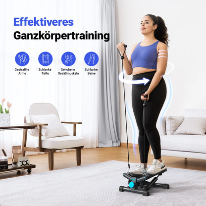 MERACH Mini Stepper for Exercise Twist Stair Stepper 330LBS Capacity Equipment with Resistance Bands Full Body Workout at Home