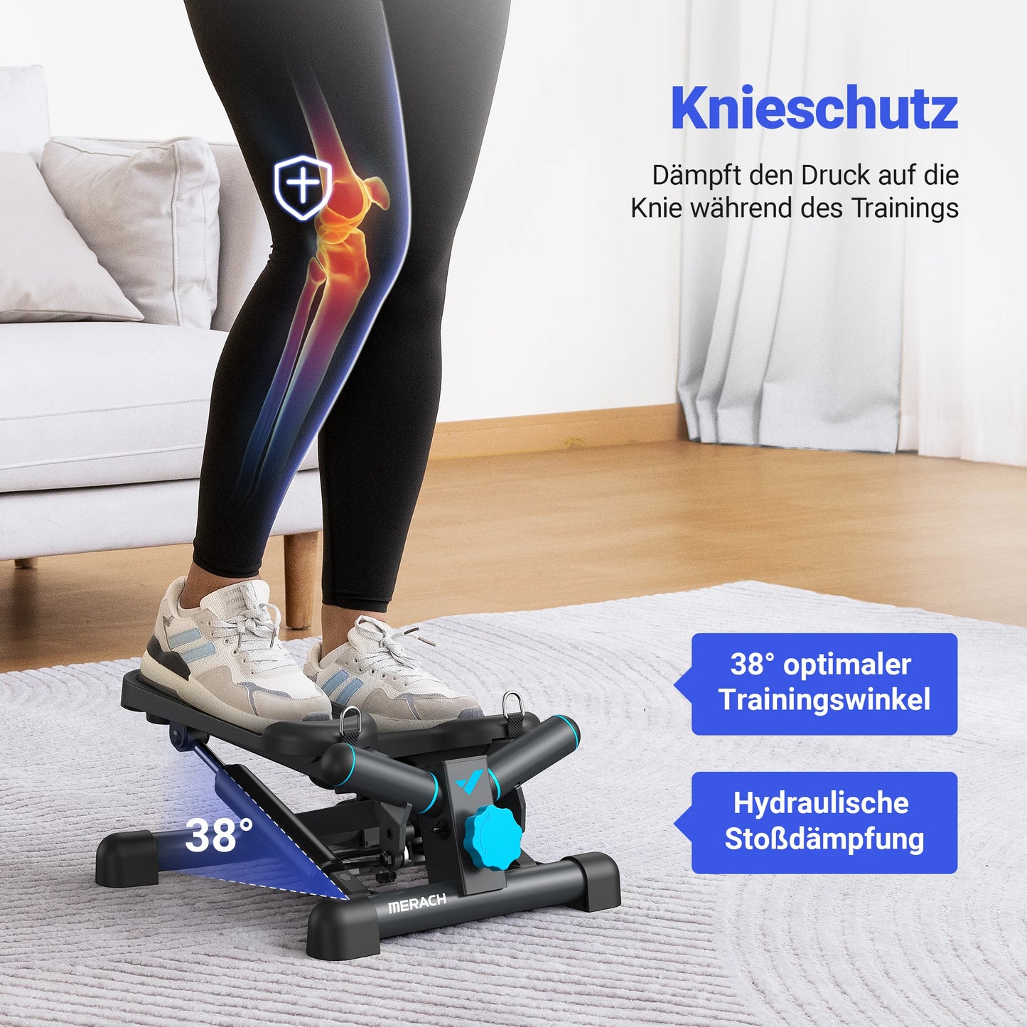 MERACH Mini Stepper for Exercise Twist Stair Stepper 330LBS Capacity Equipment with Resistance Bands Full Body Workout at Home