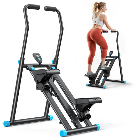 MERACH Stair Stepper New Version Vertical Compact Folding Exercise Climber with Extended Step Range Adjustable Handlebar&Pedals