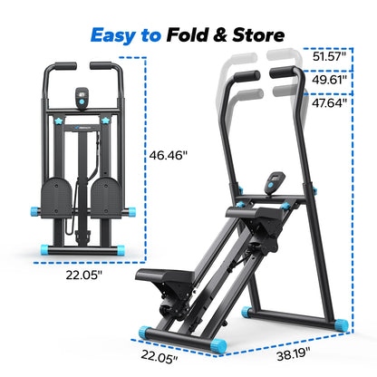 MERACH Stair Stepper New Version Vertical Compact Folding Exercise Climber with Extended Step Range Adjustable Handlebar&Pedals