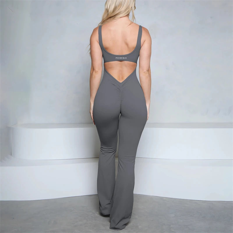 V-Shape Flare Jumpsuit