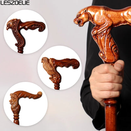 4 Styles 95cm Leopard German Beech Wooden Stick Men Eagle-Head Fashionable Canes Women Christmas Walking Stick Owl Canes