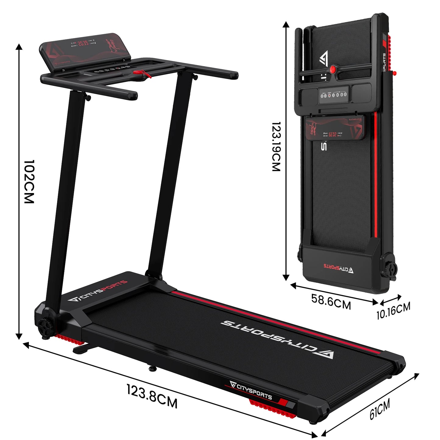 PowerStride Treadmill – Electric Folding with Armrest